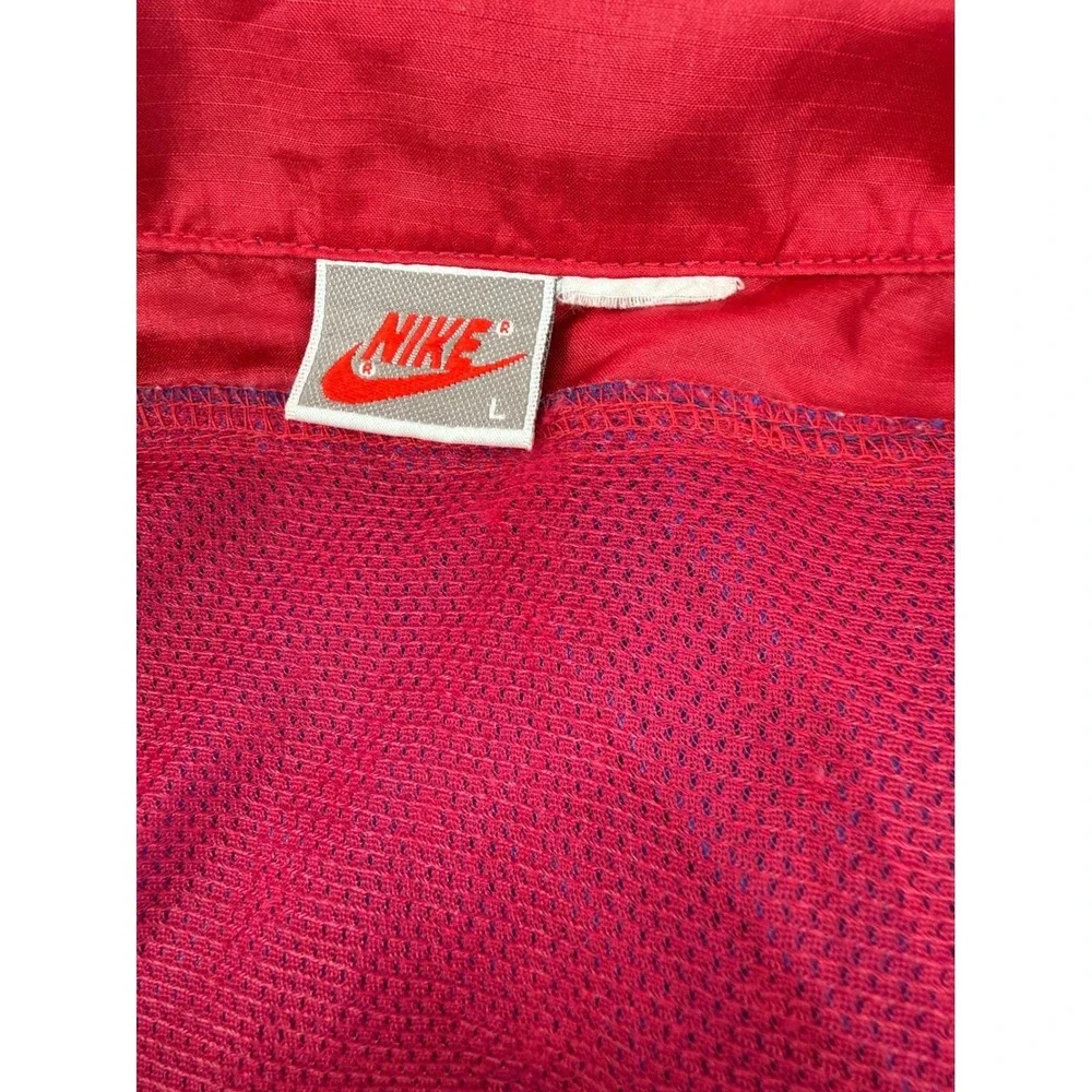 VTG 90's Nike Colorblock Windbreaker Jacket Red‎ Teal Full Zip Mens L Red Swoosh